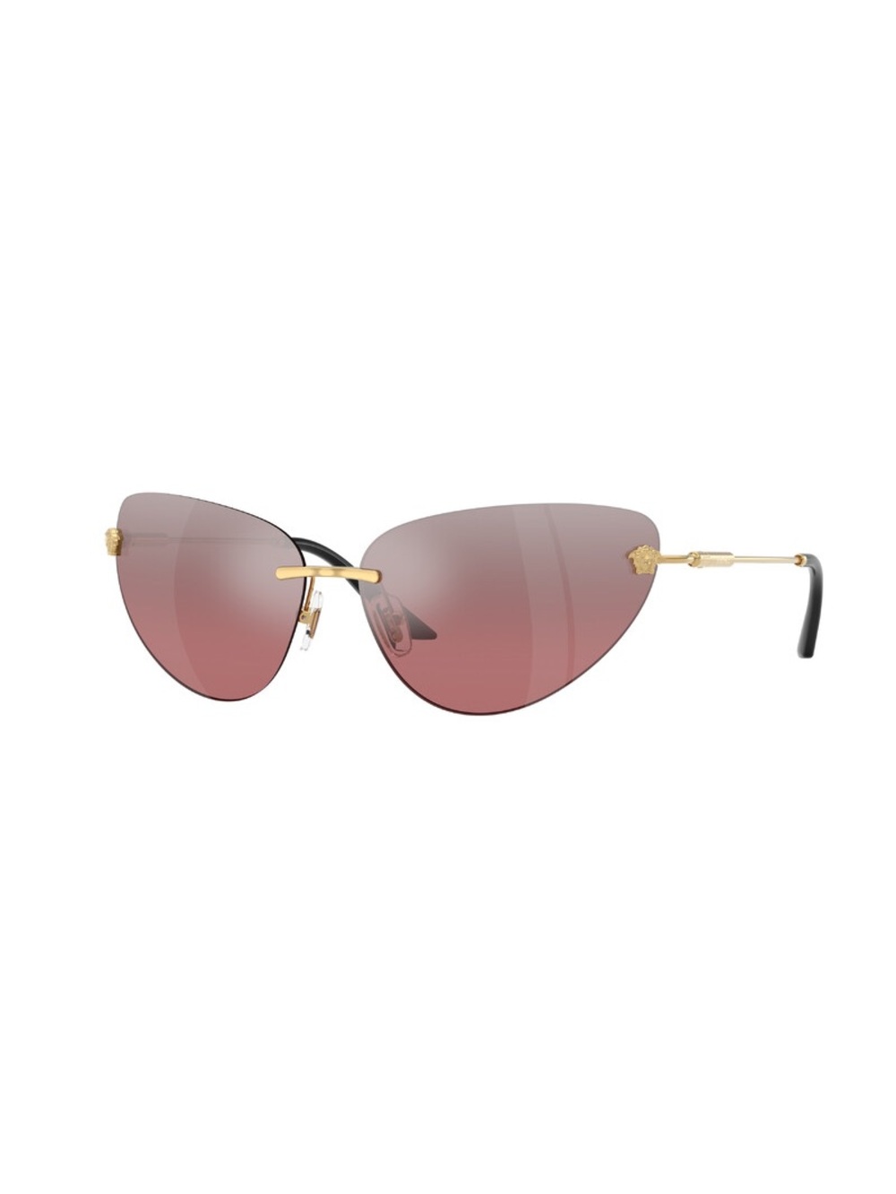 Versace Gold-Trim Pink Gradient Rimless Cat-Eye Sunglasses
